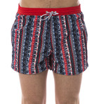 Aztec Swim Trunks // Blue + Red (48)