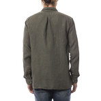 Long Sleeve Button Down Shirt // Army Green (M)