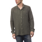 Long Sleeve Button Down Shirt // Army Green (M)