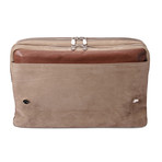 Suede Two-Tone Messenger Briefcase Bag // Brown