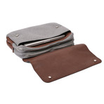 Two Tone Cashmere + Leather Briefcase Bag // Gray + Brown