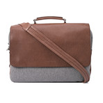 Two Tone Cashmere + Leather Briefcase Bag // Gray + Brown