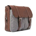 Two Tone Messenger Briefcase Bag // Gray + Brown