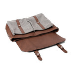 Two Tone Messenger Briefcase Bag // Gray + Brown