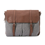 Two Tone Messenger Briefcase Bag // Gray + Brown