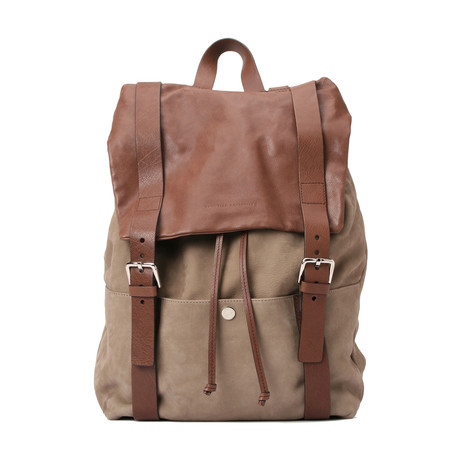 Suede And Leather Backpack // Tan + Brown