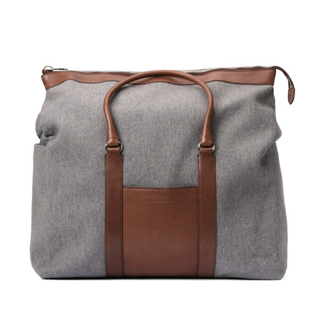 Two-Tone Suitcase Travel Bag // Gray + Brown