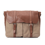 Suede + Leather Briefcase Bag // Tan + Brown