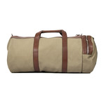 Suede + Leather Two-Tone Duffel Travel Bag // Olive + Brown