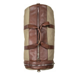 Suede + Leather Two-Tone Duffel Travel Bag // Olive + Brown