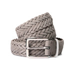 Suede Braided Belt // Gray (41" Length)