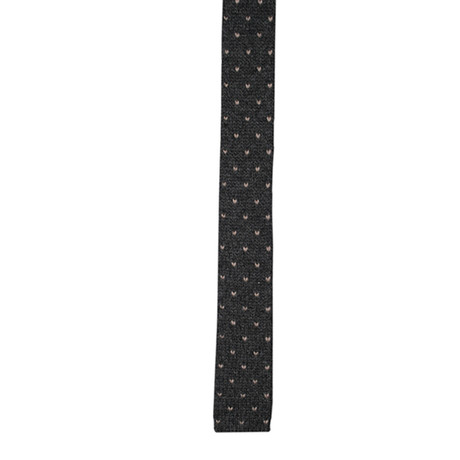 Dotted Cashmere Tie (Dark Gray + Tan)