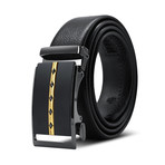Imran // Leather Automatic Belt //  Black + Gold Buckle + Black Belt