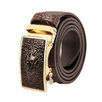 Niall Leather Automatic Belt // Brown Crocodile + Gold