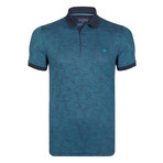 Roland Short Sleeve Polo Shirt // Navy + Green (L)