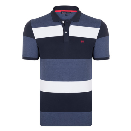 Helmut SS Polo Shirt // Navy + Red (XS)