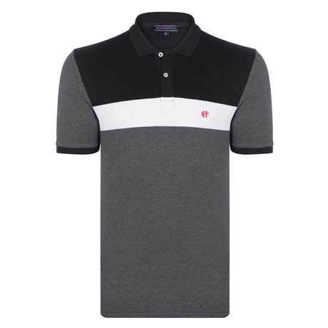 Cadell SS Polo Shirt // Gray Melange + Red (XS)