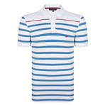 Jobe SS Polo Shirt // White + Indigo + Red (S)