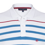 Jobe SS Polo Shirt // White + Indigo + Red (S)