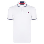Khourie SS Polo Shirt // White + Navy  (S)