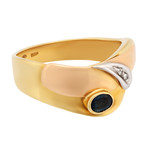 Estate 18k Two-Tone Gold Diamond + Sapphire Ring // Ring Size: 9