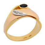 Estate 18k Two-Tone Gold Diamond + Sapphire Ring // Ring Size: 9