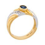 Estate 18k Two-Tone Gold Diamond + Sapphire Ring // Ring Size: 7