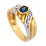 Estate 18k Two-Tone Gold Diamond + Sapphire Ring // Ring Size: 7