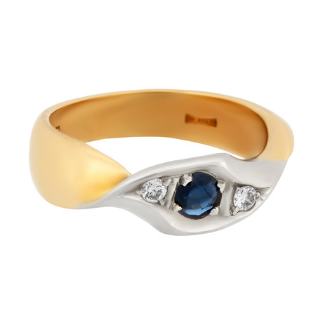 Estate 18k White Gold Diamond + Sapphire Ring // Ring Size: 6