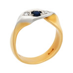 Estate 18k White Gold Diamond + Sapphire Ring // Ring Size: 6