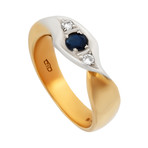 Estate 18k White Gold Diamond + Sapphire Ring // Ring Size: 6