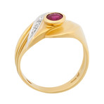 Estate 18k Two-Tone Gold Diamond + Ruby Ring I // Ring Size: 7