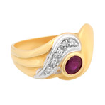 Estate 18k Two-Tone Gold Diamond + Ruby Ring I // Ring Size: 7