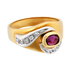 Estate 18k Two-Tone Gold Diamond + Ruby Ring II // Ring Size: 7