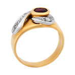 Estate 18k Two-Tone Gold Diamond + Ruby Ring II // Ring Size: 7