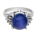 Estate Platinum Sapphire + Diamond Ring // Ring Size: 6.25