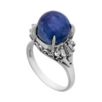 Estate Platinum Sapphire + Diamond Ring // Ring Size: 6.25