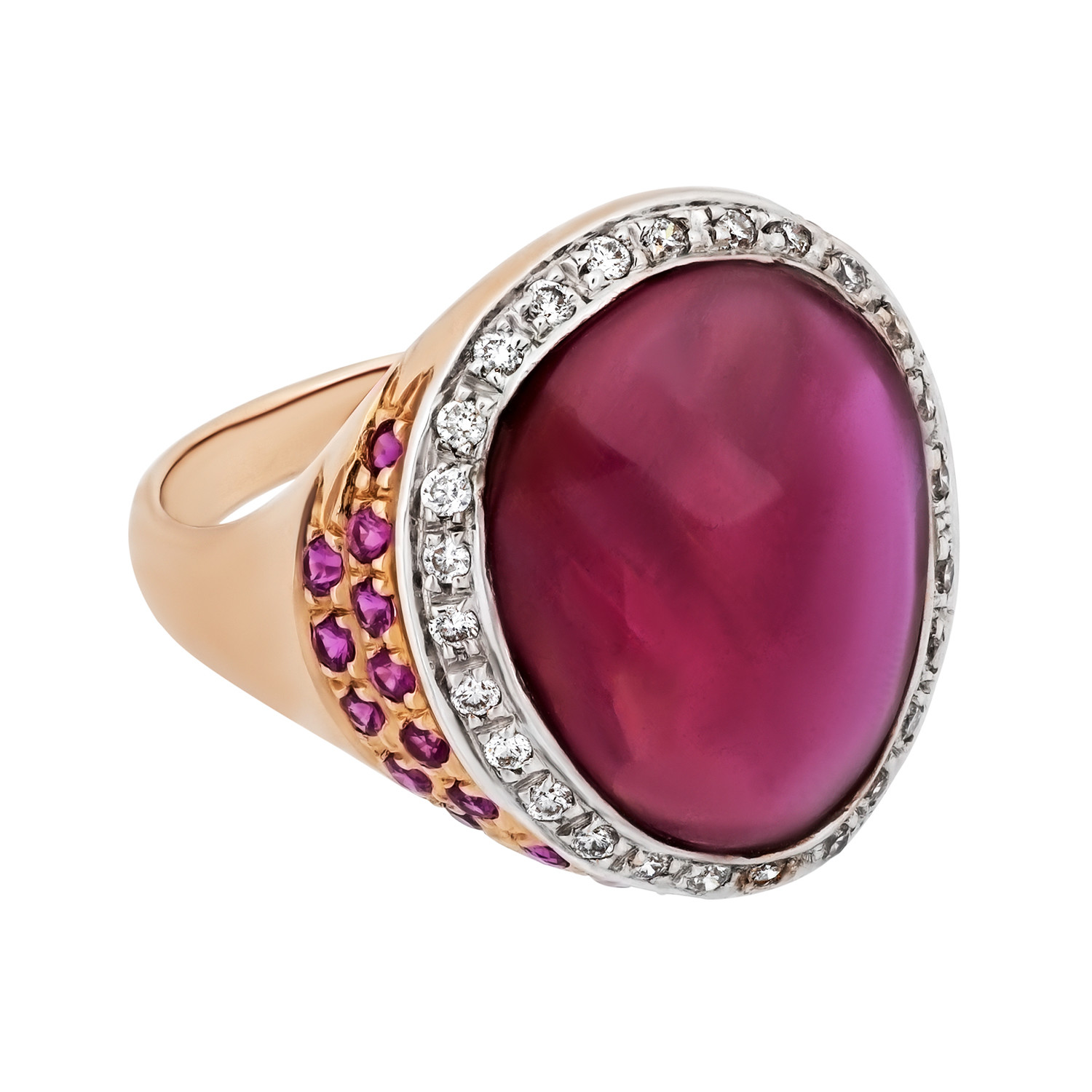 Estate 18k Rose Gold Diamond + Ruby Ring // Ring Size: 6 - Marvelous