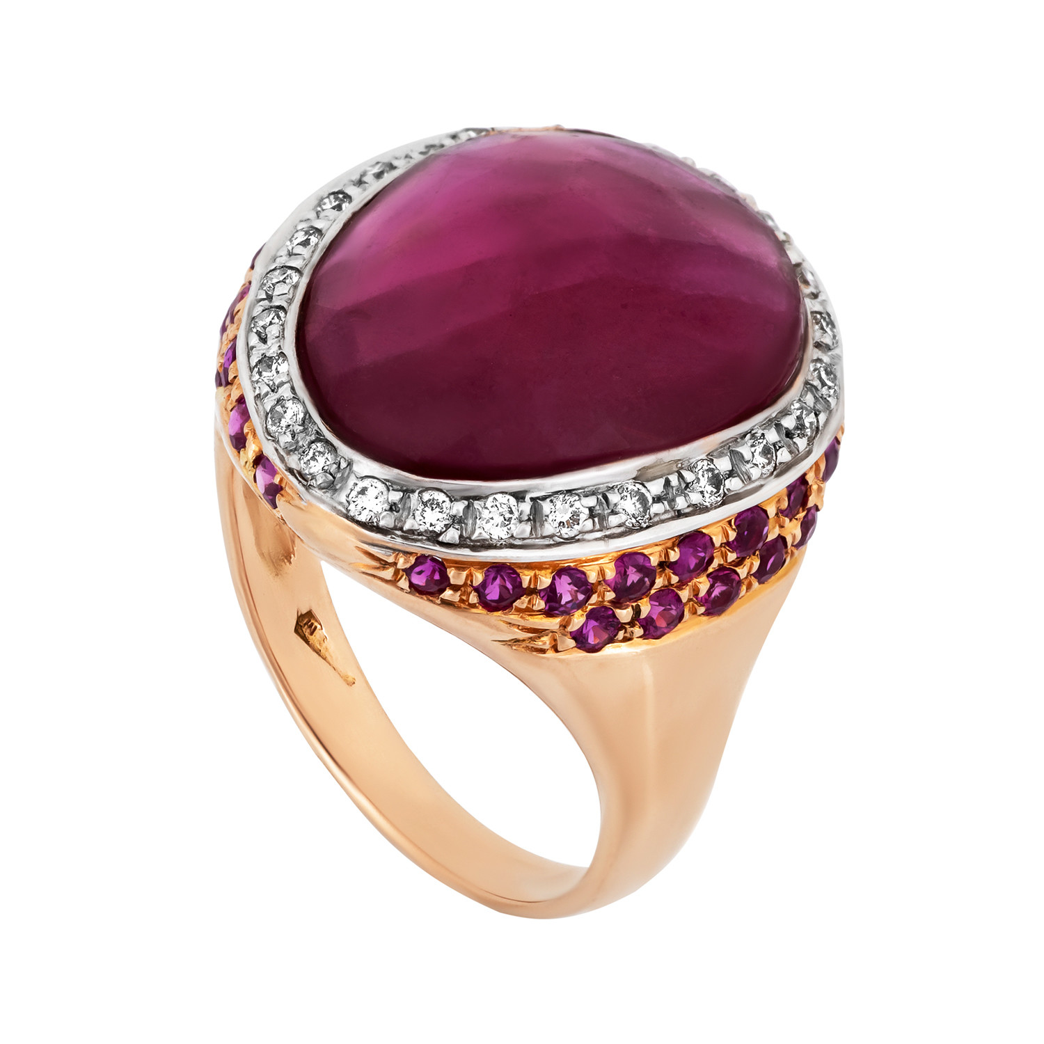 Estate 18k Rose Gold Diamond + Ruby Ring // Ring Size: 6 - Marvelous