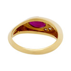 Estate 18k Yellow Gold Diamond + Ruby Ring // Ring Size: 5.25