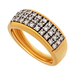 Estate 18k Yellow Gold 3 Row Diamond Ring // Ring Size: 7.75