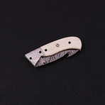 Handmade Damascus Liner Lock Folding Knife // 2789