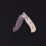 Handmade Damascus Liner Lock Folding Knife // 2789