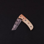 Handmade Damascus Tanto Folding Knife // 2791