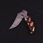 Handmade Damascus Liner Lock Folding Knife // 2794