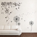 Huge Butterfly Vine + Black Dandelion Wall Sticker