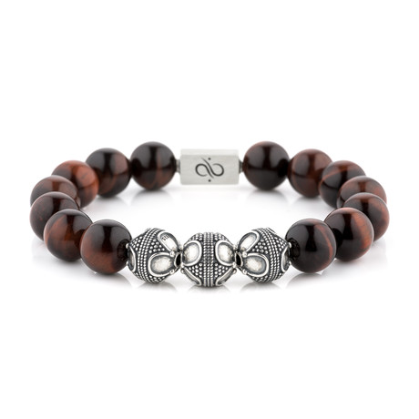 Premium Tiger Eye // Red + Brown (8mm Silver)