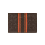 Salvatore Ferragamo // Grained Leather Card Holder Wallet // Brown