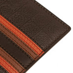 Salvatore Ferragamo // Grained Leather Card Holder Wallet // Brown