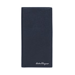 Salvatore Ferragamo // Grained Leather Long Wallet // Blue